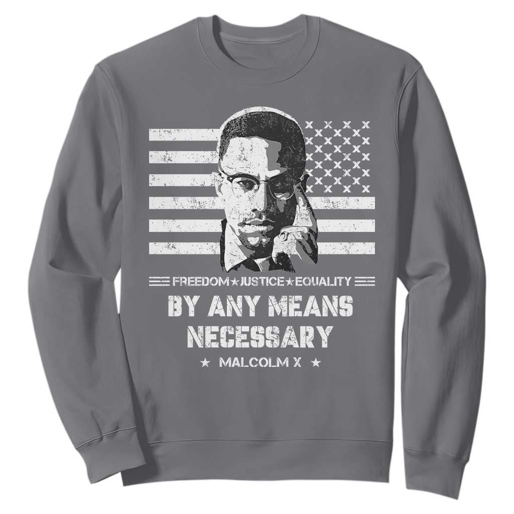 Malcolm X Sweatshirt By Any Means Necessary American Flag