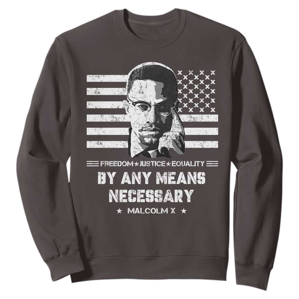 Malcolm X Sweatshirt By Any Means Necessary American Flag