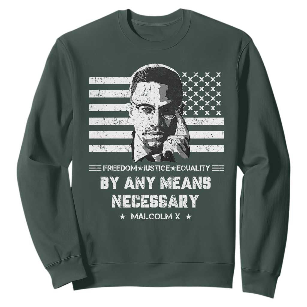 Malcolm X Sweatshirt By Any Means Necessary American Flag