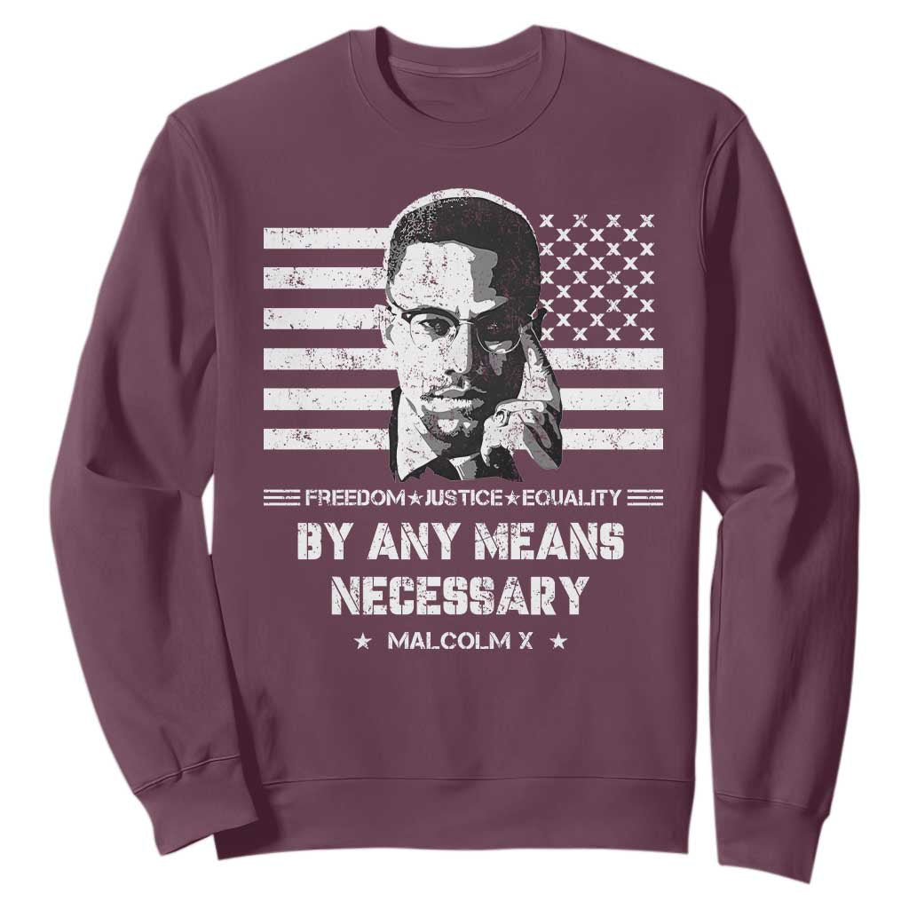 Malcolm X Sweatshirt By Any Means Necessary American Flag