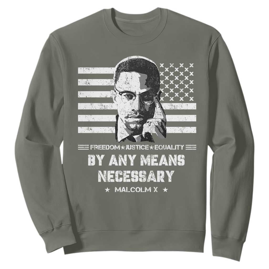 Malcolm X Sweatshirt By Any Means Necessary American Flag