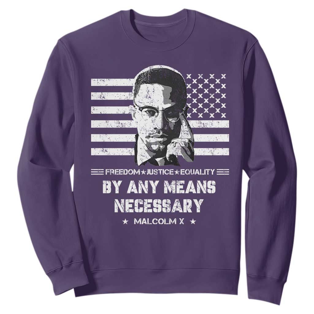 Malcolm X Sweatshirt By Any Means Necessary American Flag