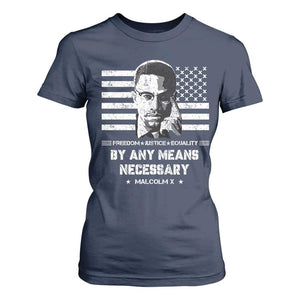Malcolm X T Shirt For Women By Any Means Necessary American Flag