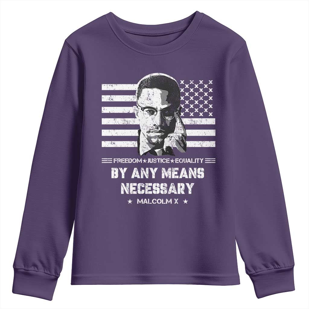 Malcolm X Youth Sweatshirt By Any Means Necessary American Flag