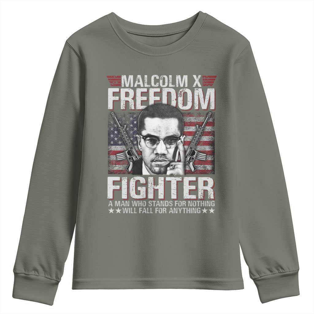 Malcolm X Youth Sweatshirt A Man Who Stands For Nothing Will Fall For Anything