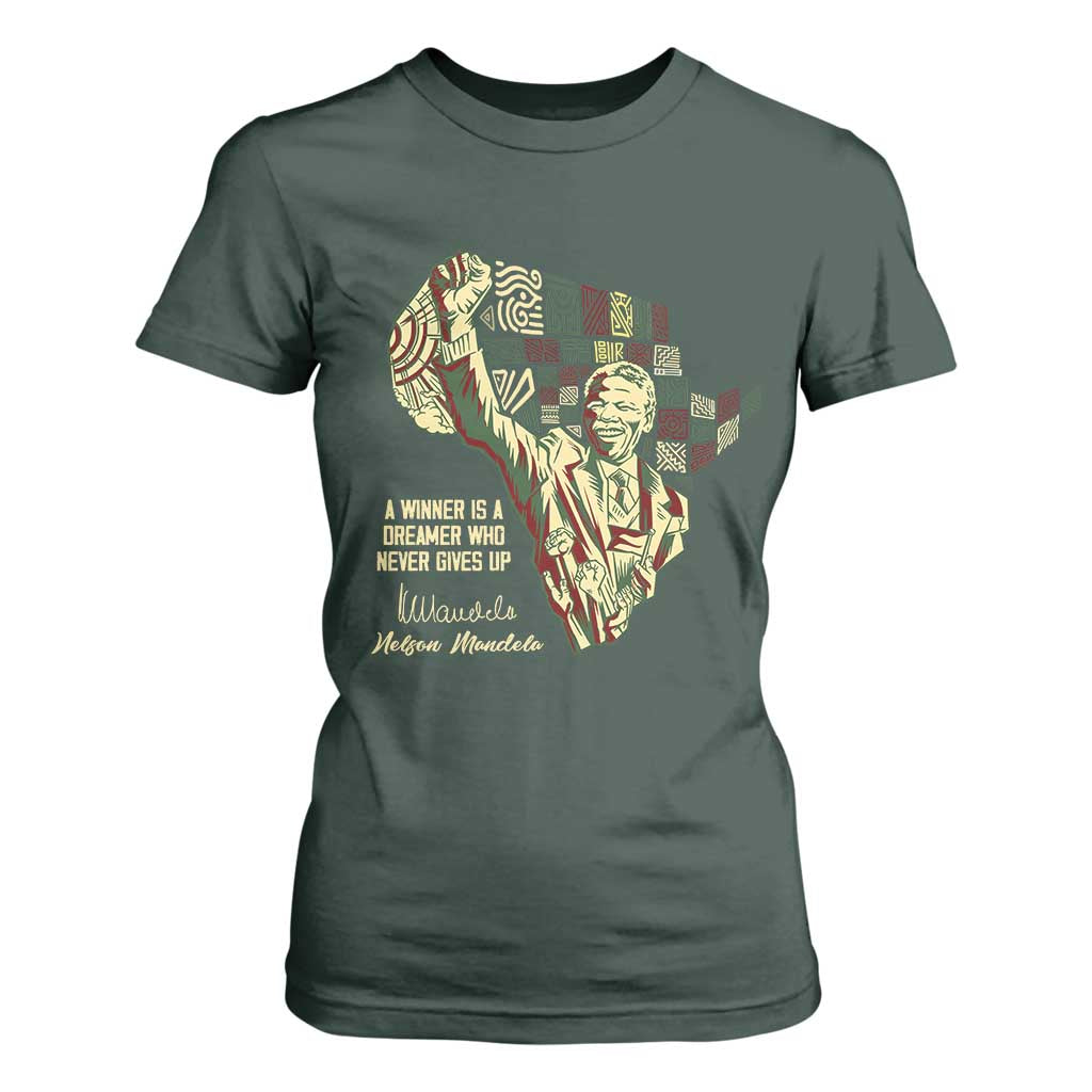 Nelson Mandela T Shirt For Women A Winner Is A Dreamer Who Never Gives Up