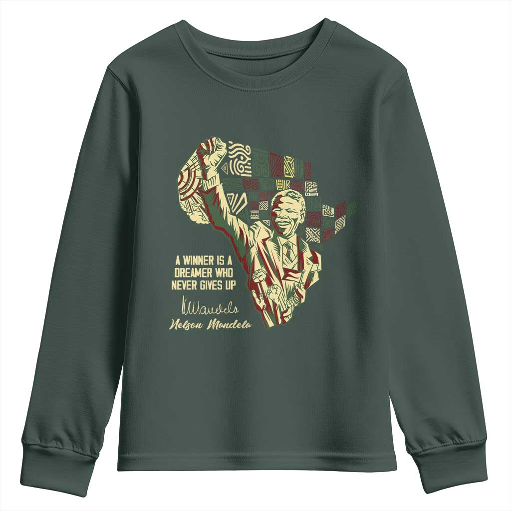 Nelson Mandela Youth Sweatshirt A Winner Is A Dreamer Who Never Gives Up