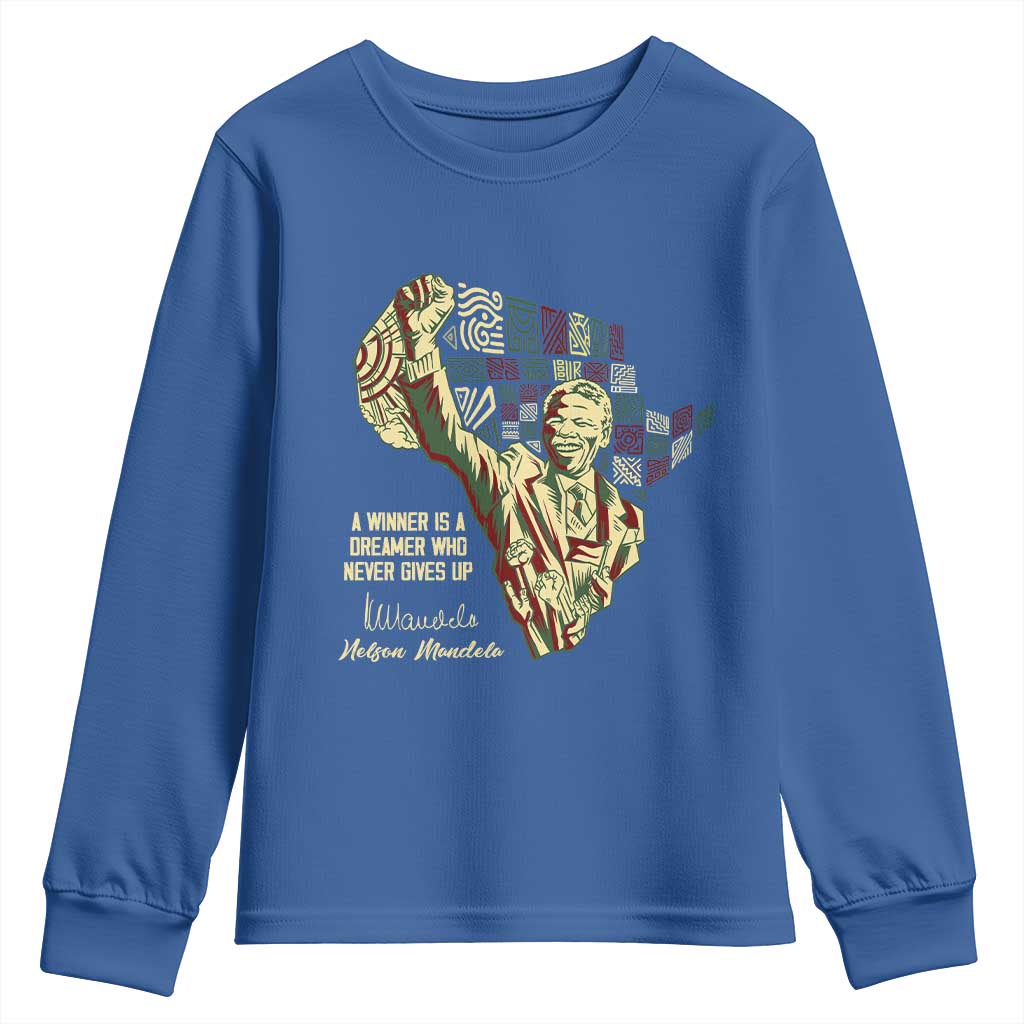 Nelson Mandela Youth Sweatshirt A Winner Is A Dreamer Who Never Gives Up