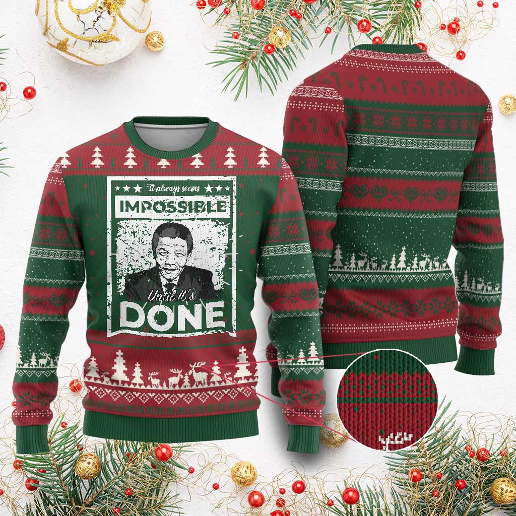 Nelson Mandela Ugly Christmas Sweater It Always Seems Impossible Until It's Done