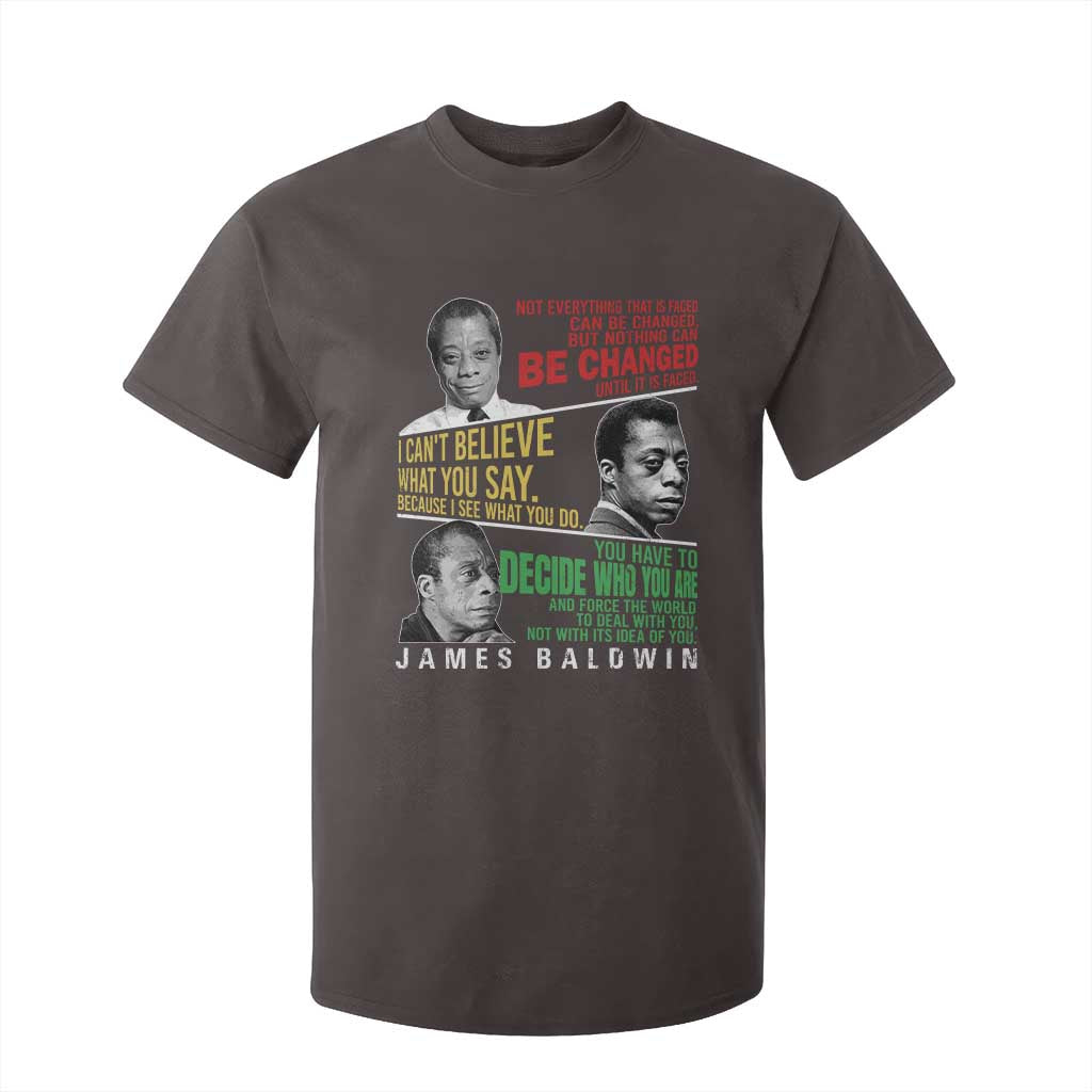 James Baldwin T Shirt For Kid Famous Quotes Nothing Can Be Changed Until It Is Faced