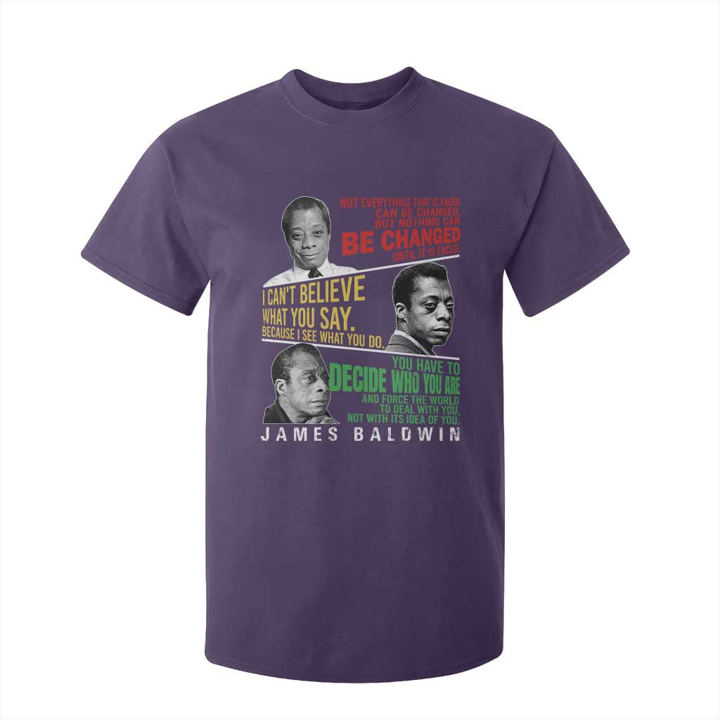 James Baldwin T Shirt For Kid Famous Quotes Nothing Can Be Changed Until It Is Faced