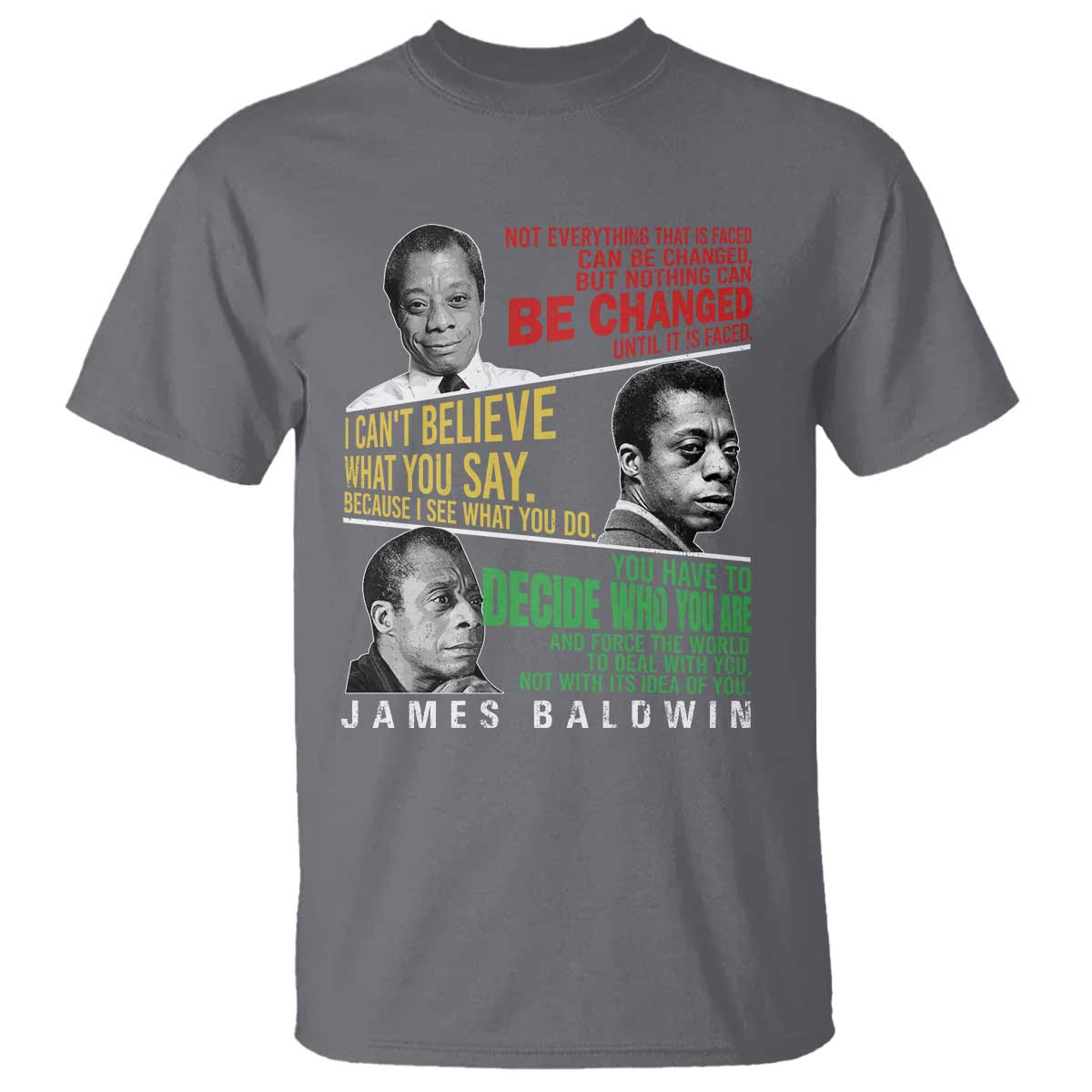 James Baldwin T Shirt Famous Quotes Nothing Can Be Changed Until It Is Faced