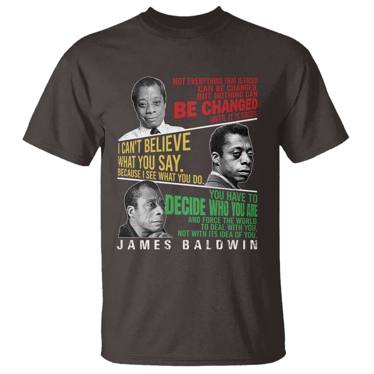 James Baldwin T Shirt Famous Quotes Nothing Can Be Changed Until It Is Faced