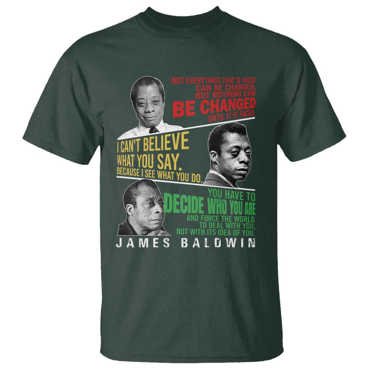 James Baldwin T Shirt Famous Quotes Nothing Can Be Changed Until It Is Faced
