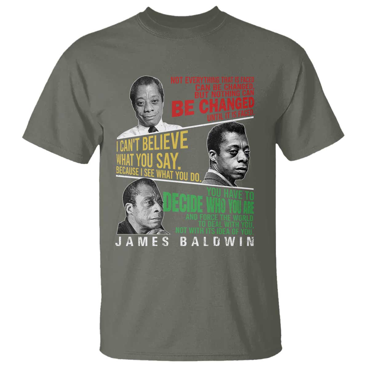 James Baldwin T Shirt Famous Quotes Nothing Can Be Changed Until It Is Faced