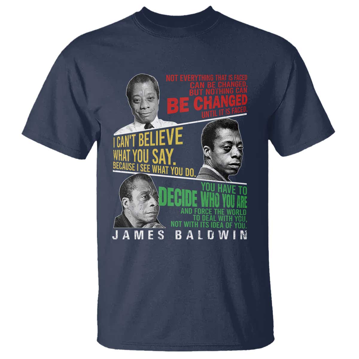 James Baldwin T Shirt Famous Quotes Nothing Can Be Changed Until It Is Faced