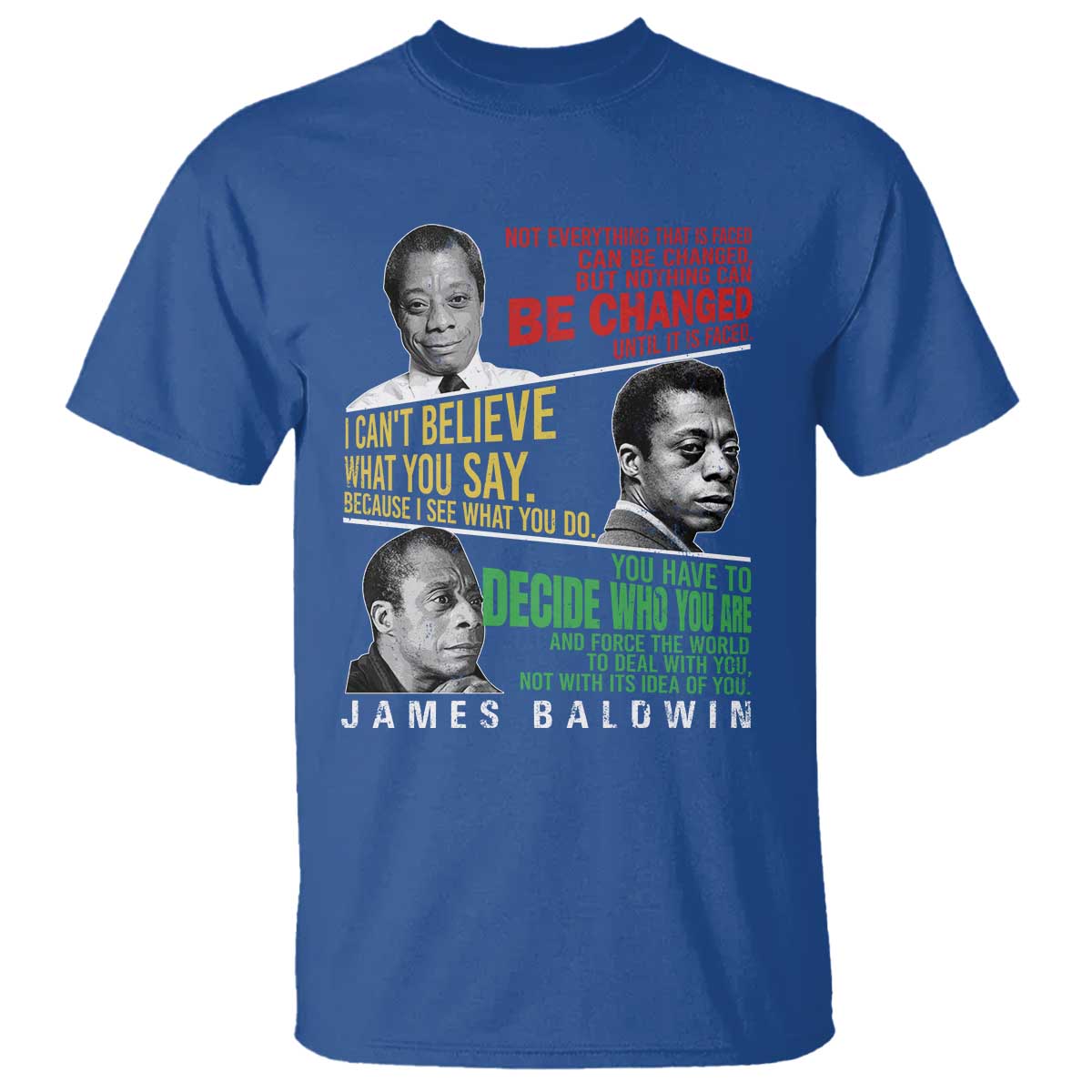 James Baldwin T Shirt Famous Quotes Nothing Can Be Changed Until It Is Faced