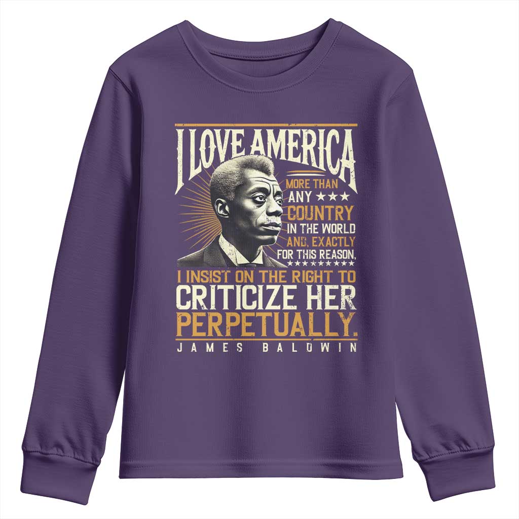 James Baldwin Youth Sweatshirt I Love America More Than Any Country In The World Black History