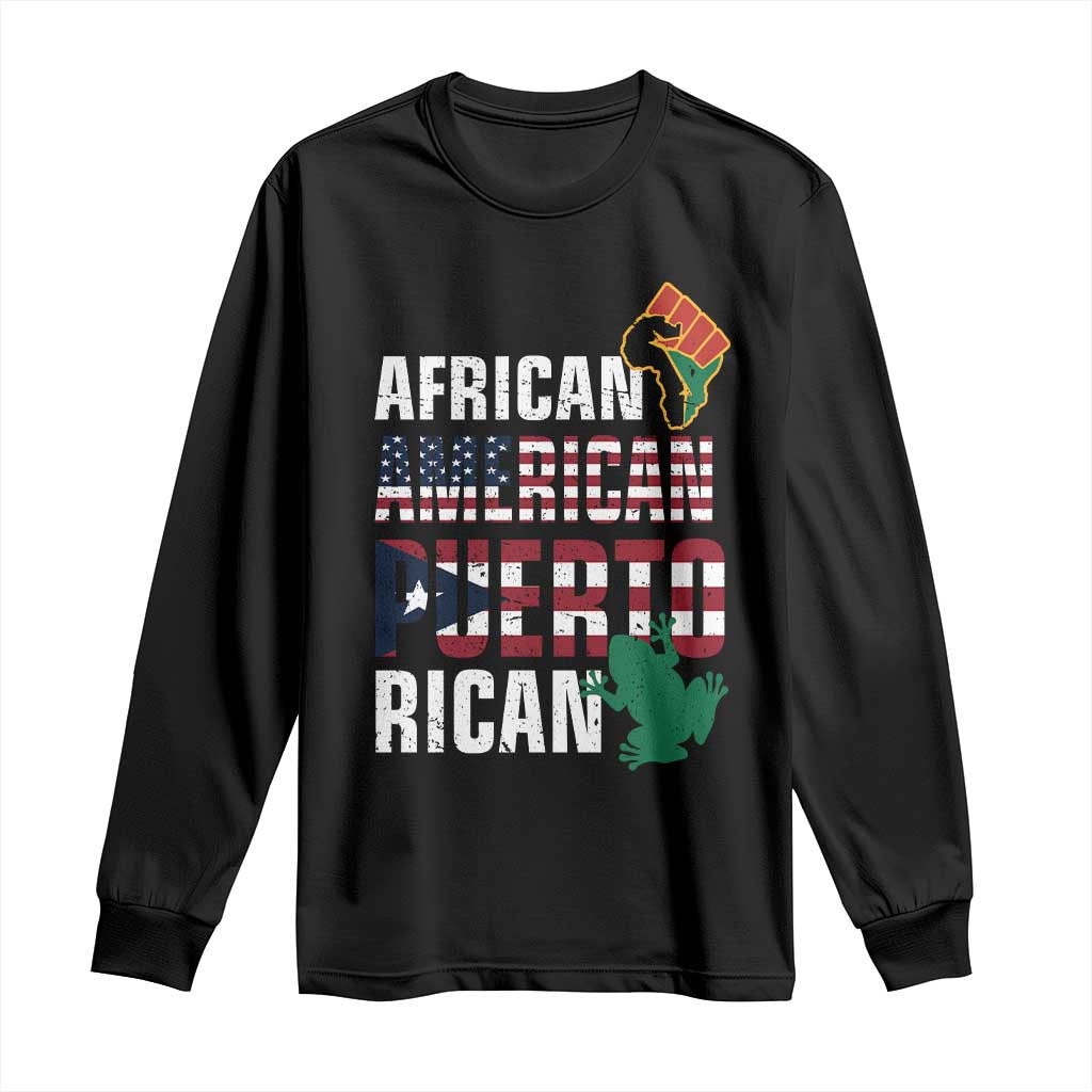 African American Puerto Rican Pride Long Sleeve Shirt