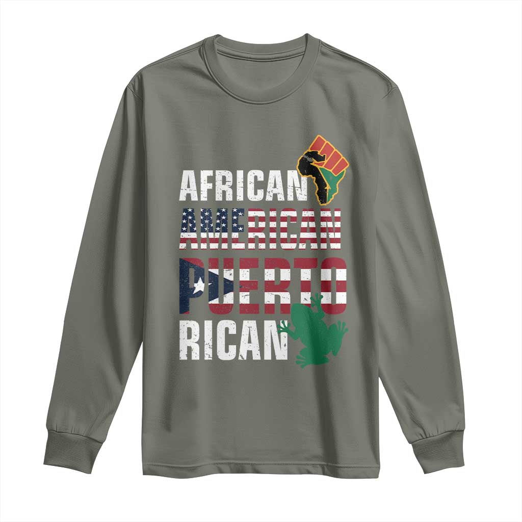 African American Puerto Rican Pride Long Sleeve Shirt