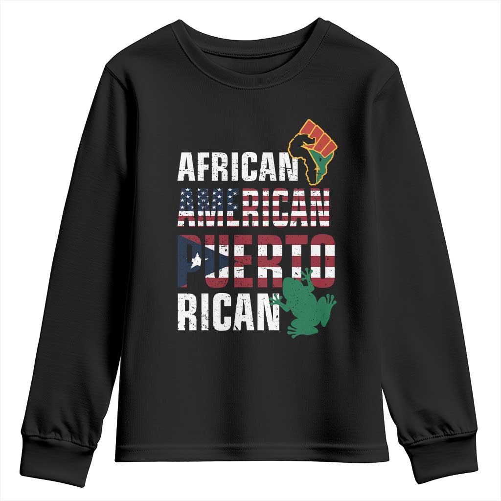 African American Puerto Rican Pride Youth Long Sleeve Shirt