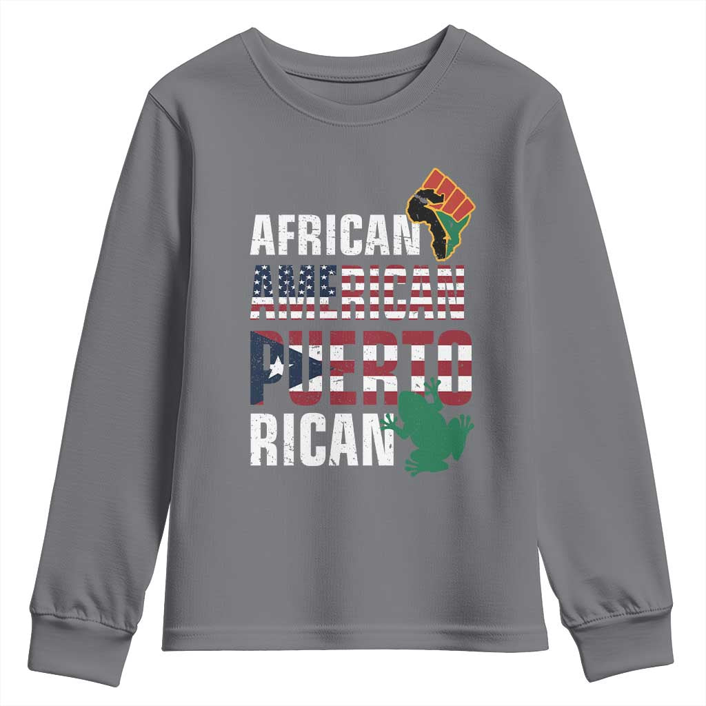 African American Puerto Rican Pride Youth Long Sleeve Shirt