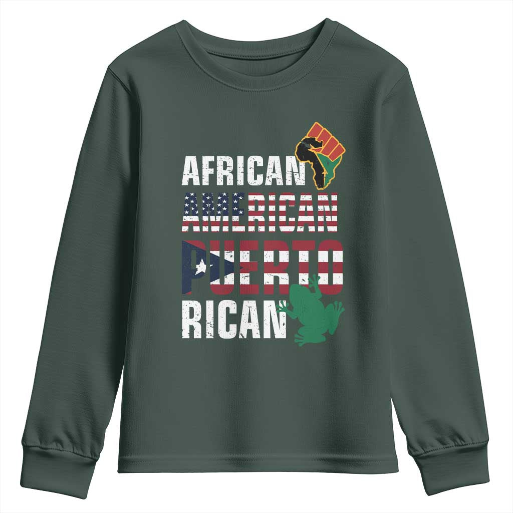 African American Puerto Rican Pride Youth Long Sleeve Shirt