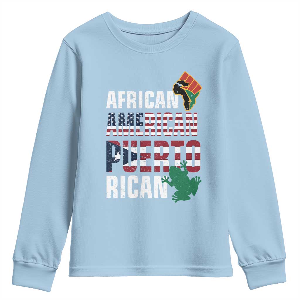 African American Puerto Rican Pride Youth Long Sleeve Shirt