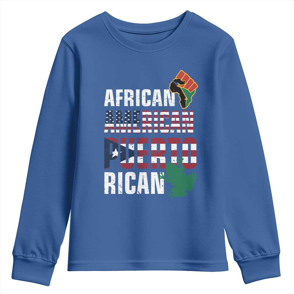 African American Puerto Rican Pride Youth Long Sleeve Shirt