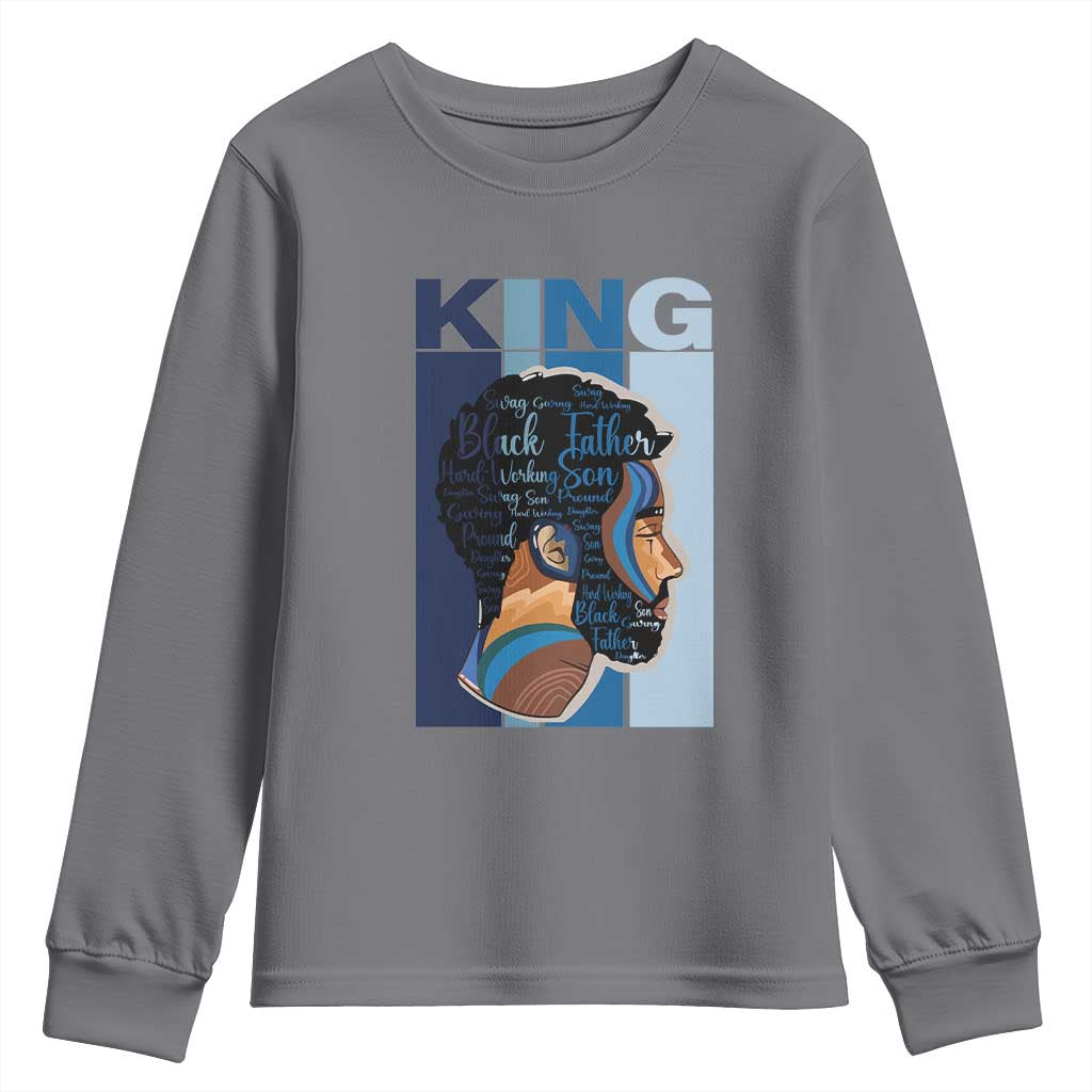African American Dad Youth Long Sleeve Shirt Black History King Father Melanin Pride