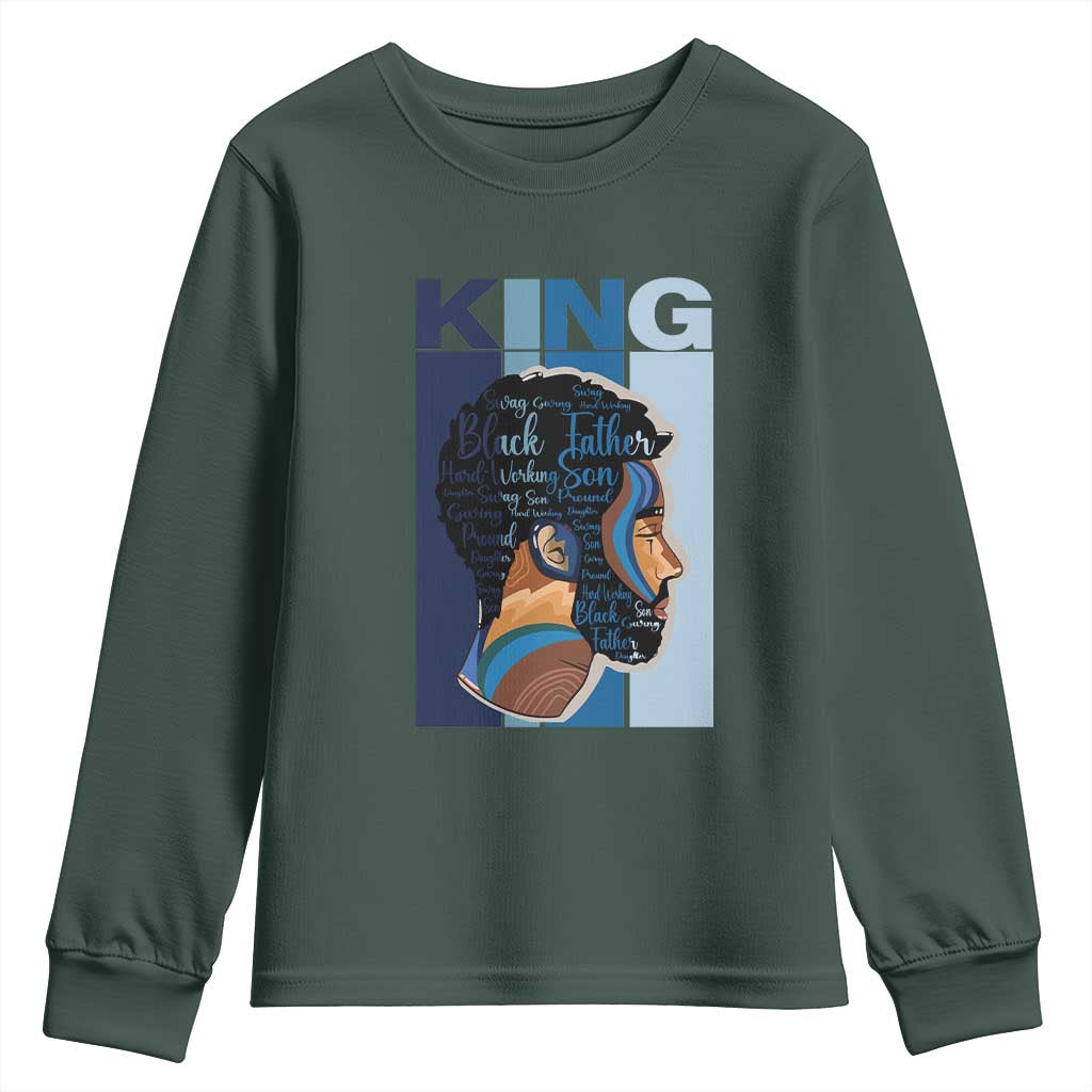 African American Dad Youth Long Sleeve Shirt Black History King Father Melanin Pride