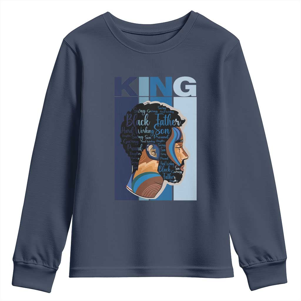 African American Dad Youth Long Sleeve Shirt Black History King Father Melanin Pride