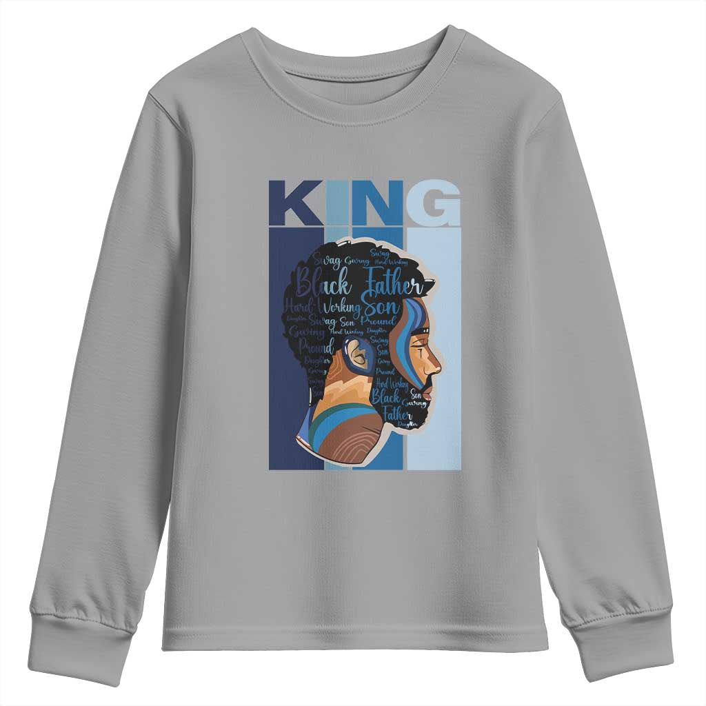African American Dad Youth Long Sleeve Shirt Black History King Father Melanin Pride