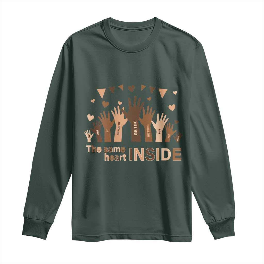 Black Civil Rights Long Sleeve Shirt We Can Be Different On The Outside But We Have The Same Heart Black History Month