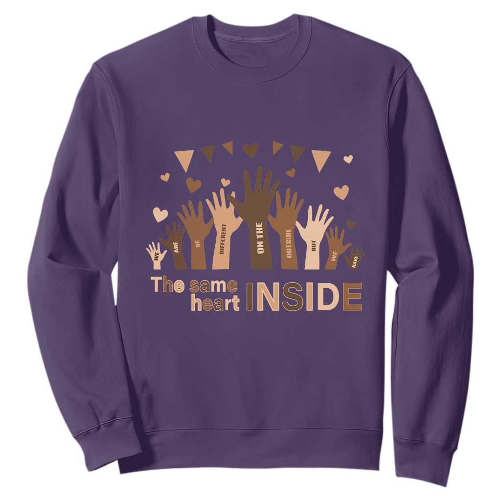 Black Civil Rights Sweatshirt We Can Be Different On The Outside But We Have The Same Heart Black History Month