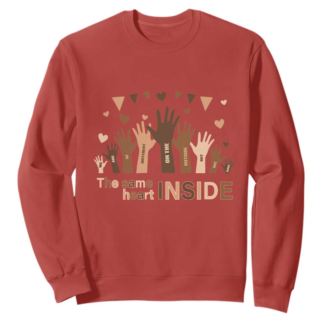Black Civil Rights Sweatshirt We Can Be Different On The Outside But We Have The Same Heart Black History Month
