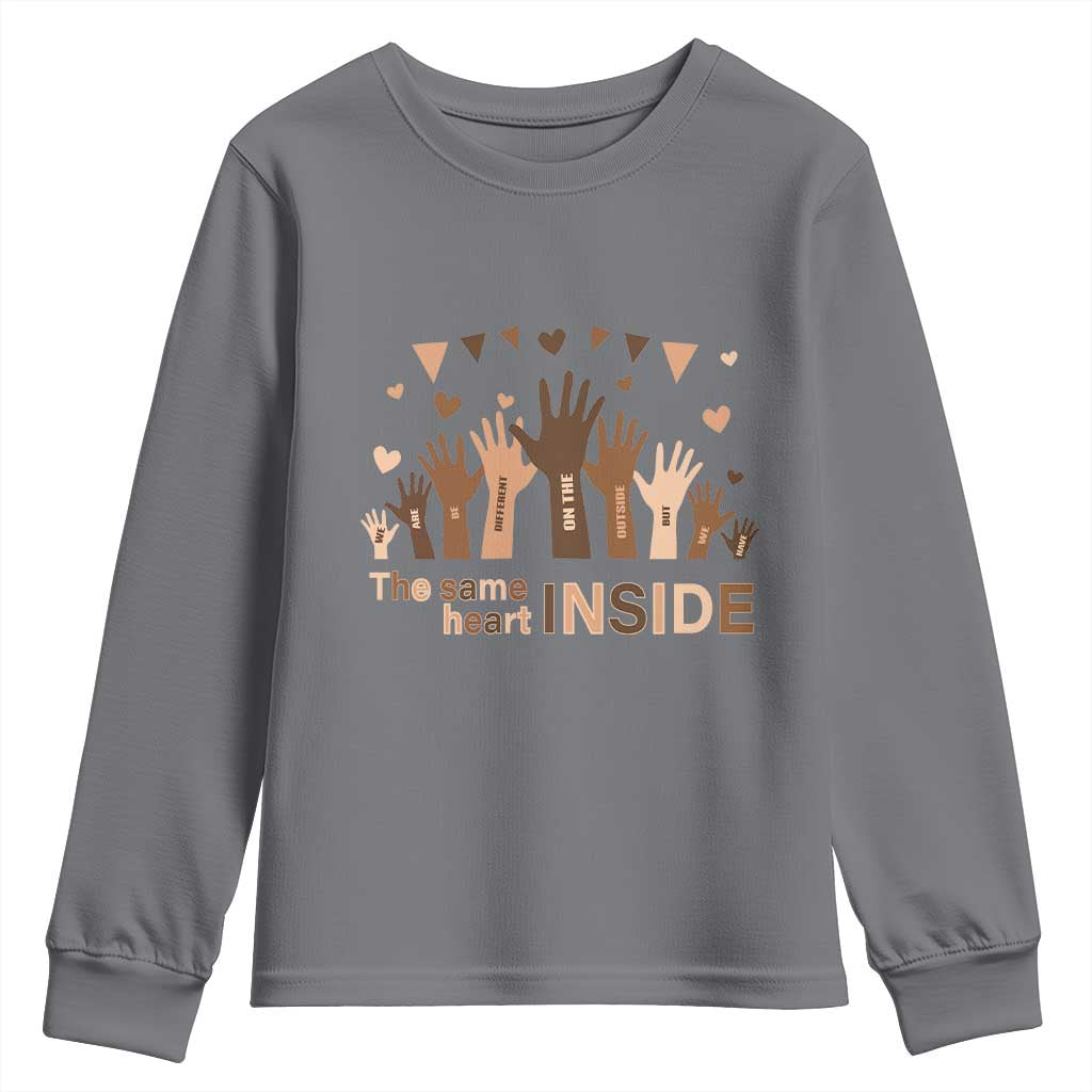 Black Civil Rights Youth Long Sleeve Shirt We Can Be Different On The Outside But We Have The Same Heart Black History Month