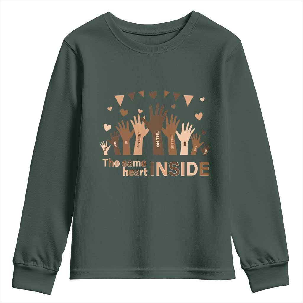 Black Civil Rights Youth Long Sleeve Shirt We Can Be Different On The Outside But We Have The Same Heart Black History Month