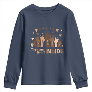 Black Civil Rights Youth Long Sleeve Shirt We Can Be Different On The Outside But We Have The Same Heart Black History Month