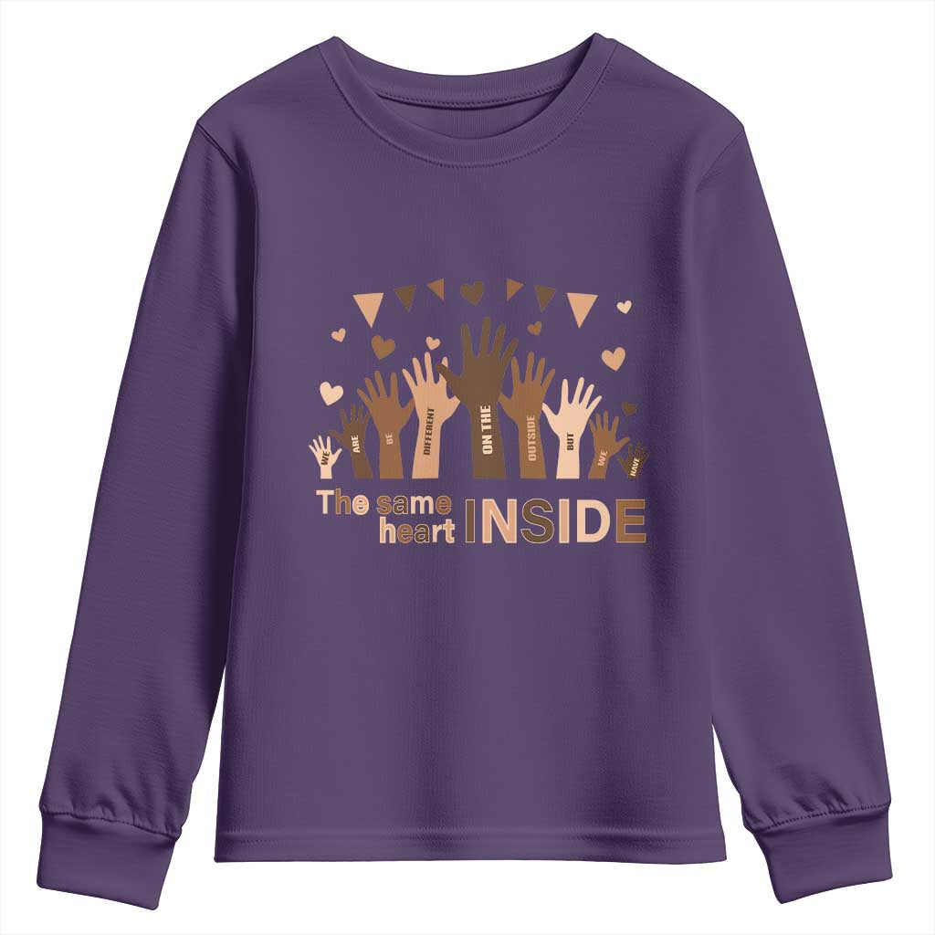 Black Civil Rights Youth Long Sleeve Shirt We Can Be Different On The Outside But We Have The Same Heart Black History Month