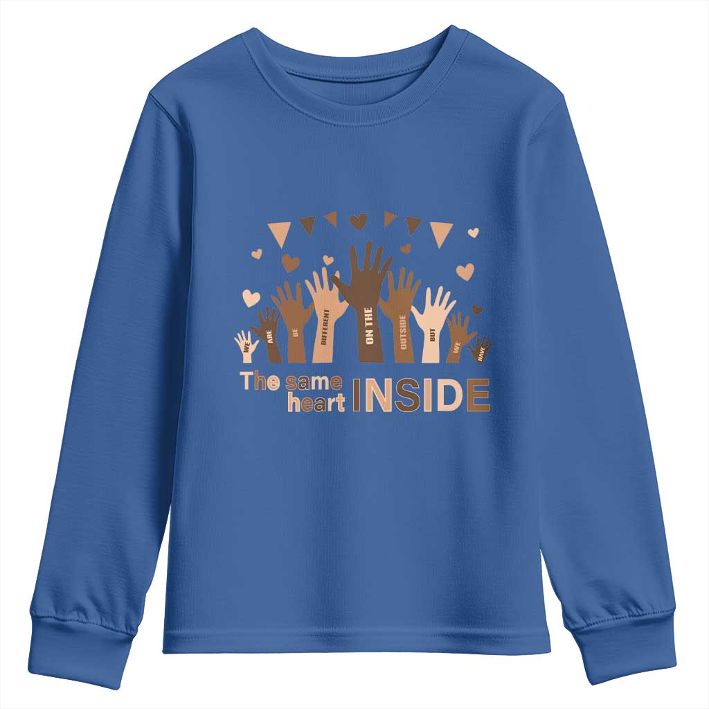 Black Civil Rights Youth Long Sleeve Shirt We Can Be Different On The Outside But We Have The Same Heart Black History Month