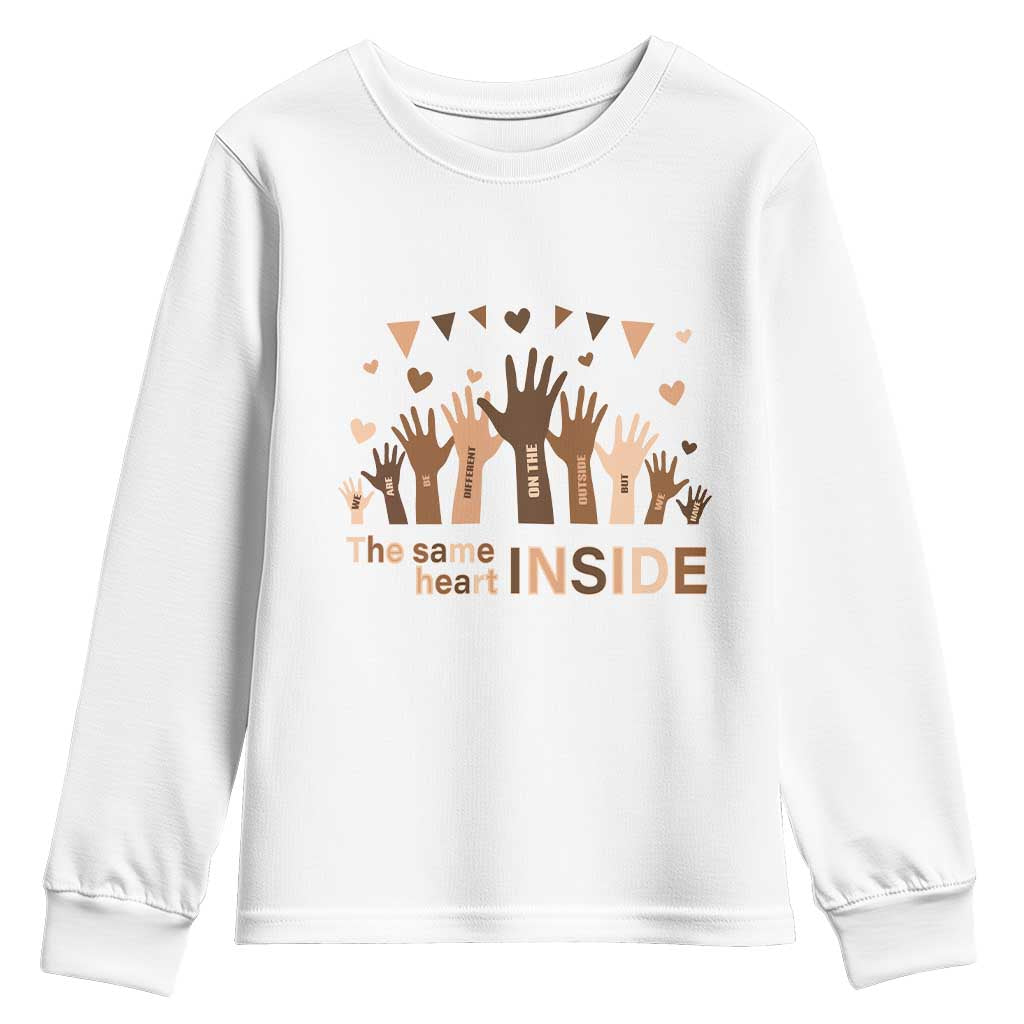 Black Civil Rights Youth Long Sleeve Shirt We Can Be Different On The Outside But We Have The Same Heart Black History Month