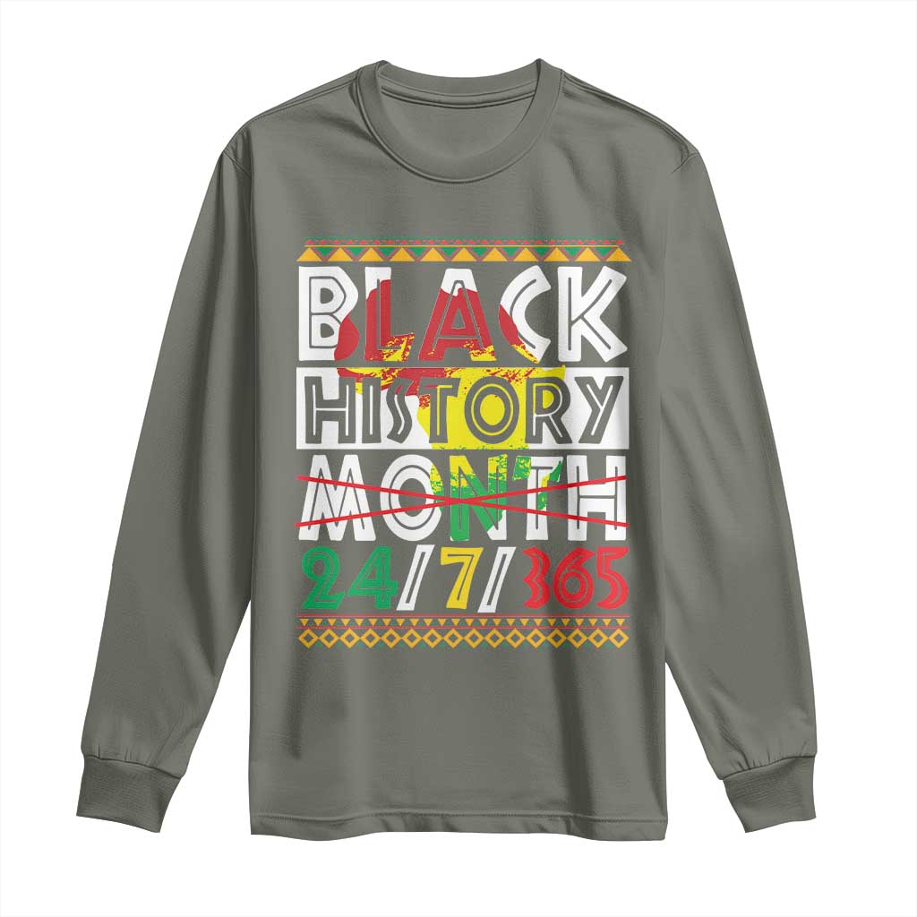 Black History Month Long Sleeve Shirt 24/7/365 Gift Pride African American