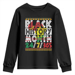 Black History Month Youth Long Sleeve Shirt 24/7/365 Gift Pride African American