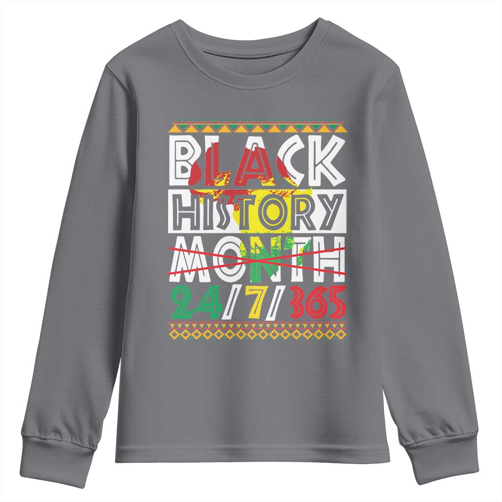 Black History Month Youth Long Sleeve Shirt 24/7/365 Gift Pride African American