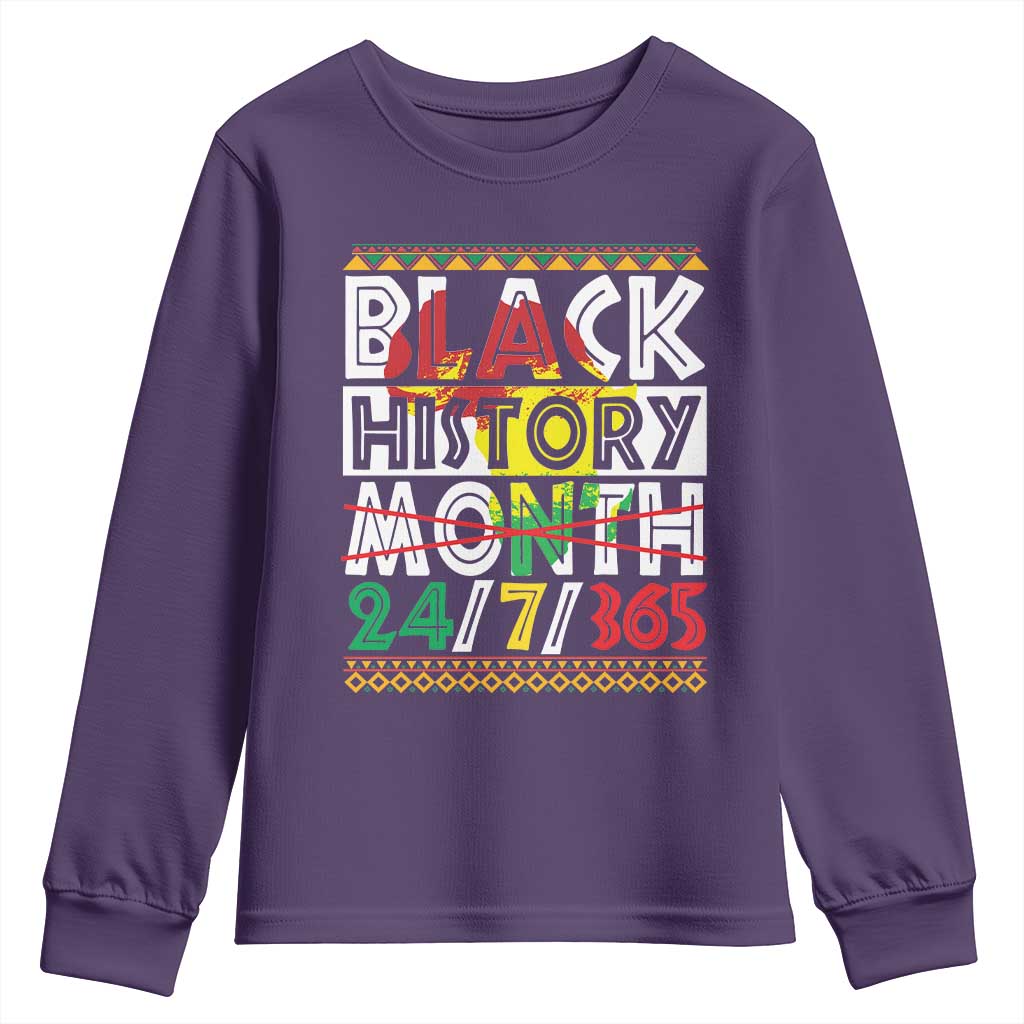 Black History Month Youth Long Sleeve Shirt 24/7/365 Gift Pride African American