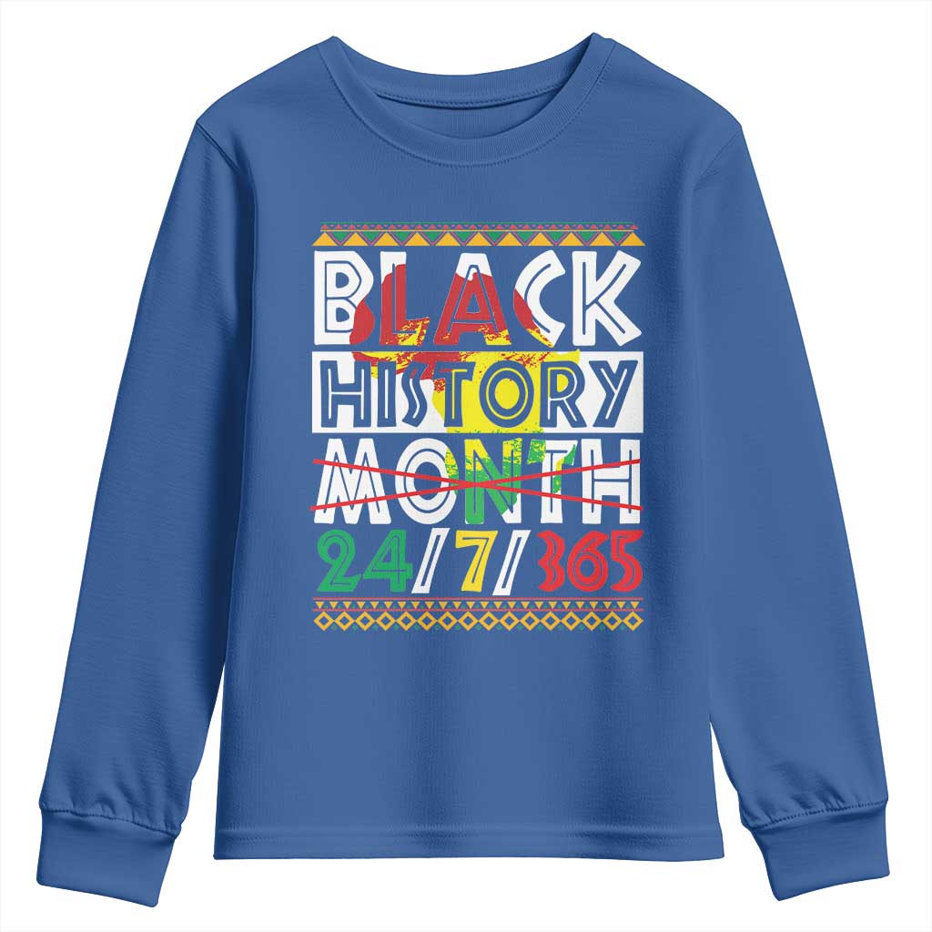Black History Month Youth Long Sleeve Shirt 24/7/365 Gift Pride African American