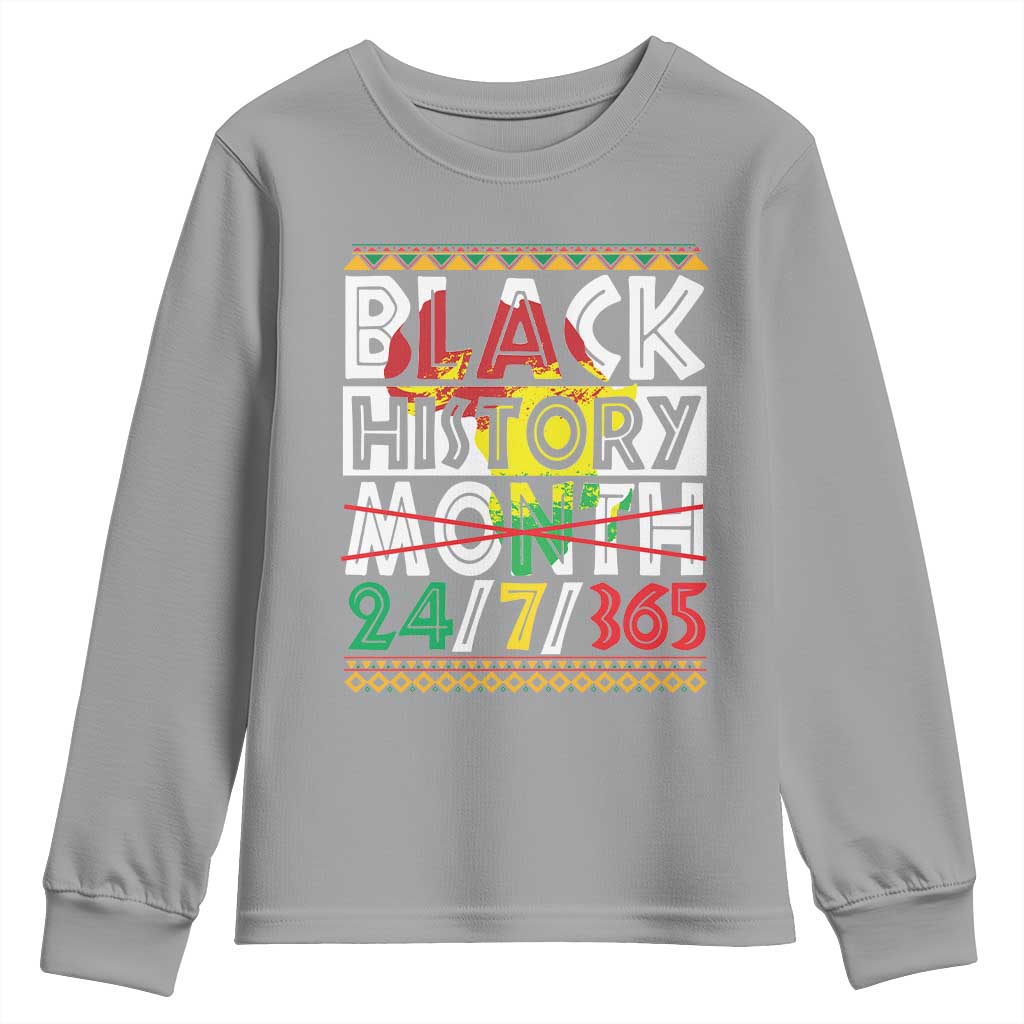 Black History Month Youth Long Sleeve Shirt 24/7/365 Gift Pride African American