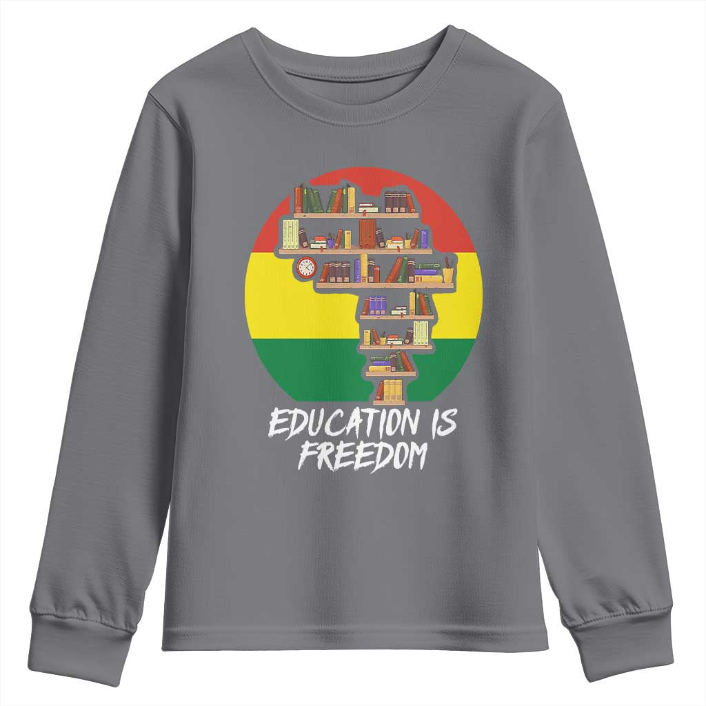 Black History Month Youth Long Sleeve Shirt Education Is Freedom African Americans
