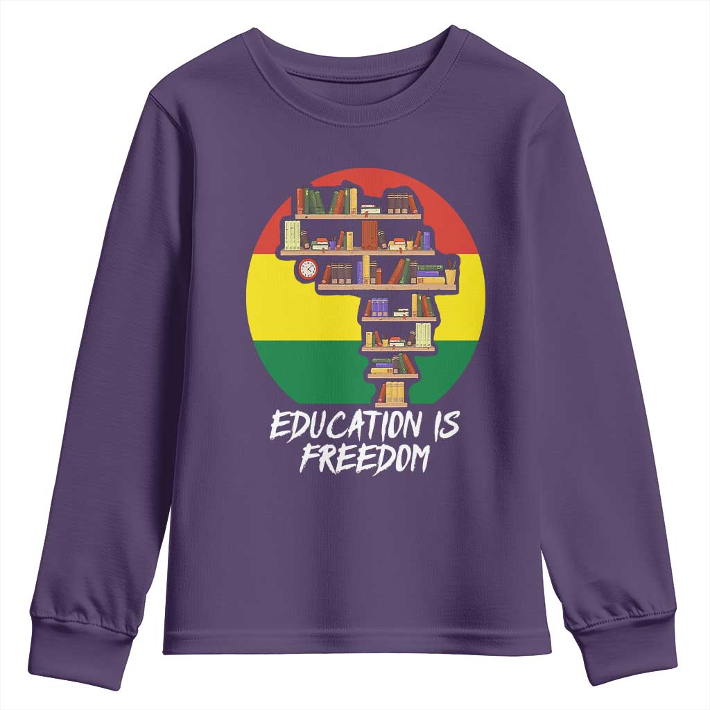 Black History Month Youth Long Sleeve Shirt Education Is Freedom African Americans